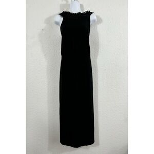 Warehouse Spotlight Dress Womens 8 Black Maxi Sleeveless Plunge Back Evening
